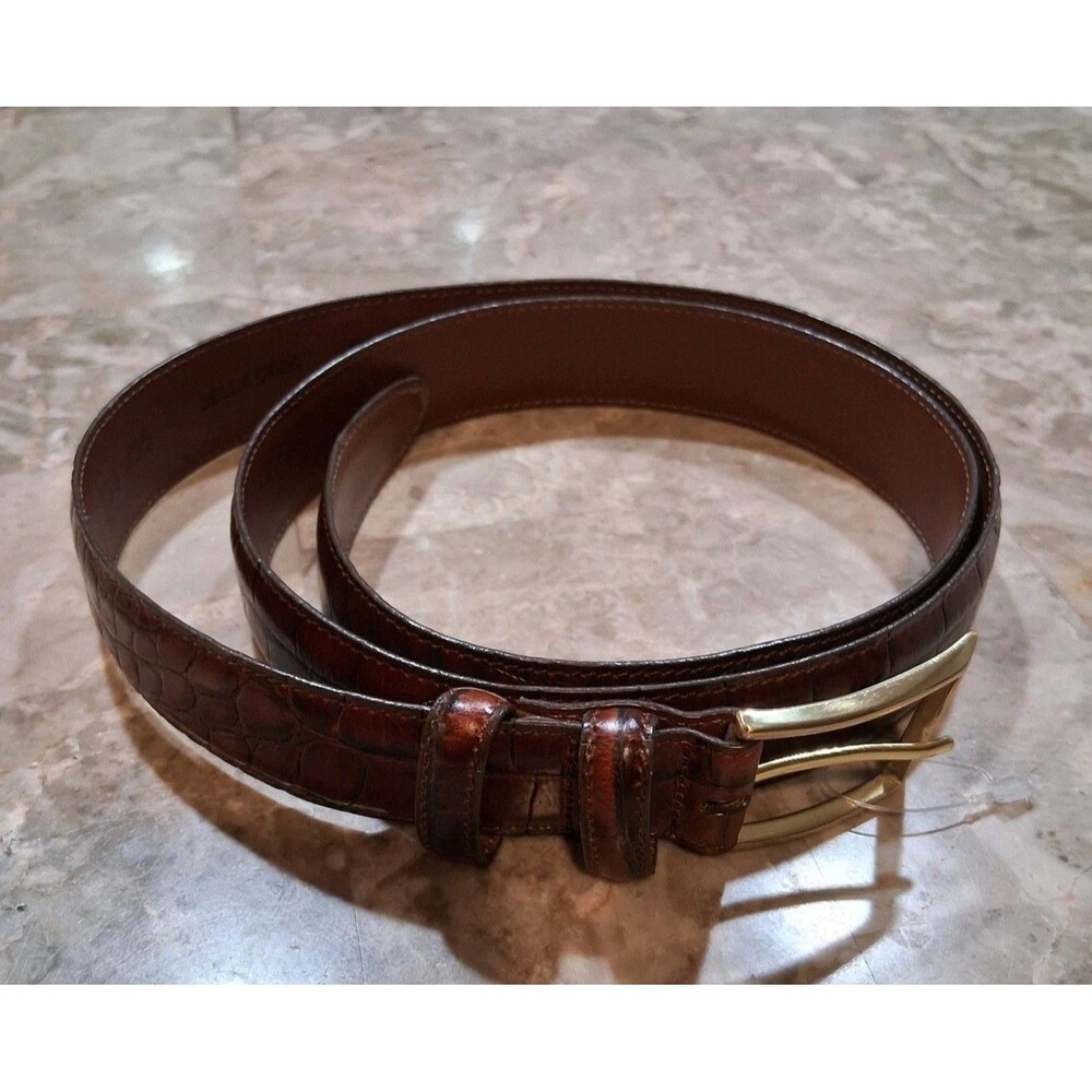 NWOT CrookHorn Bella Croc Mens Belt 38/95 Brown Handmade Genuine Leather